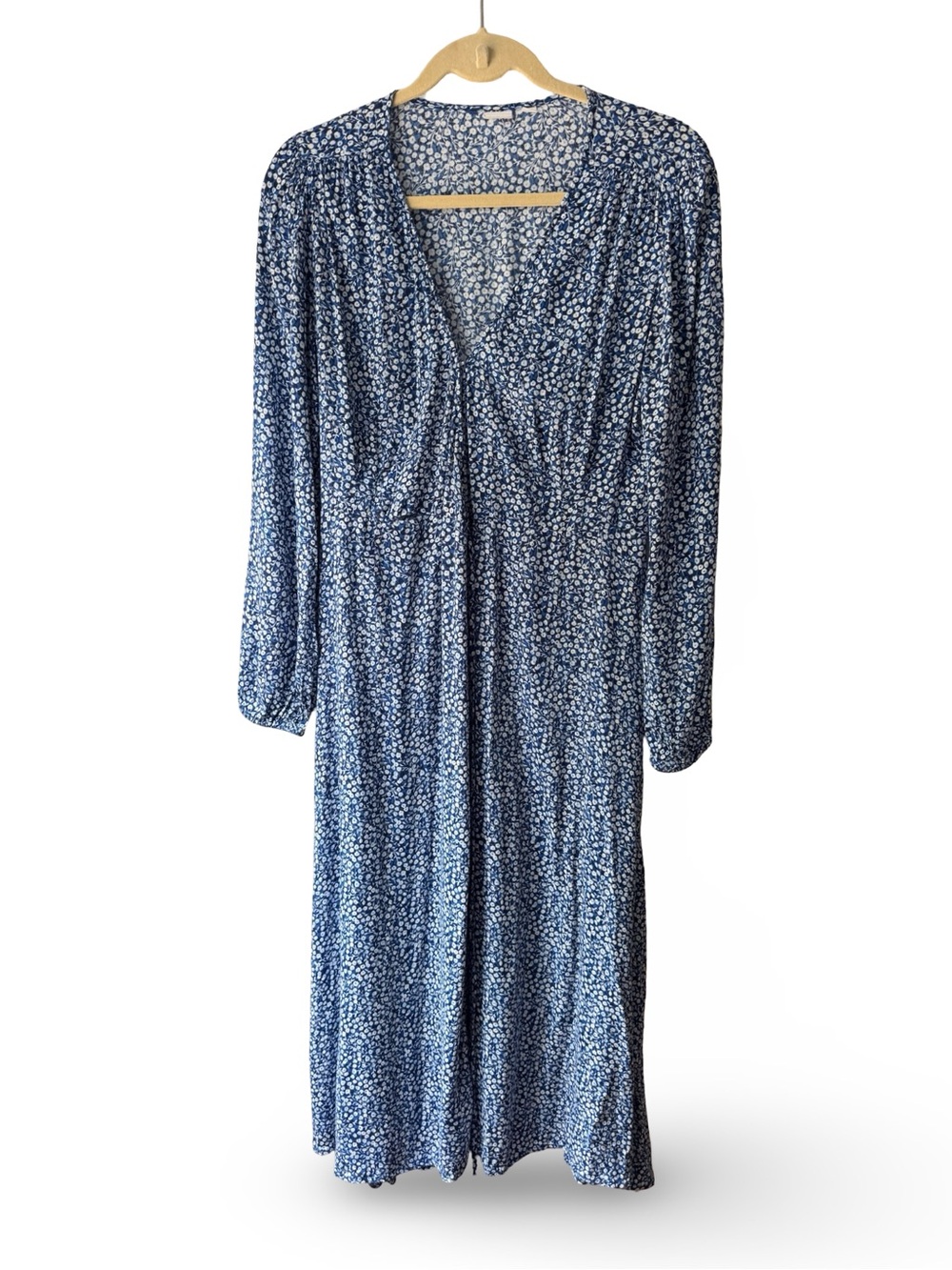 GAP Navy Blue Floral Long Sleeve Midi Dress